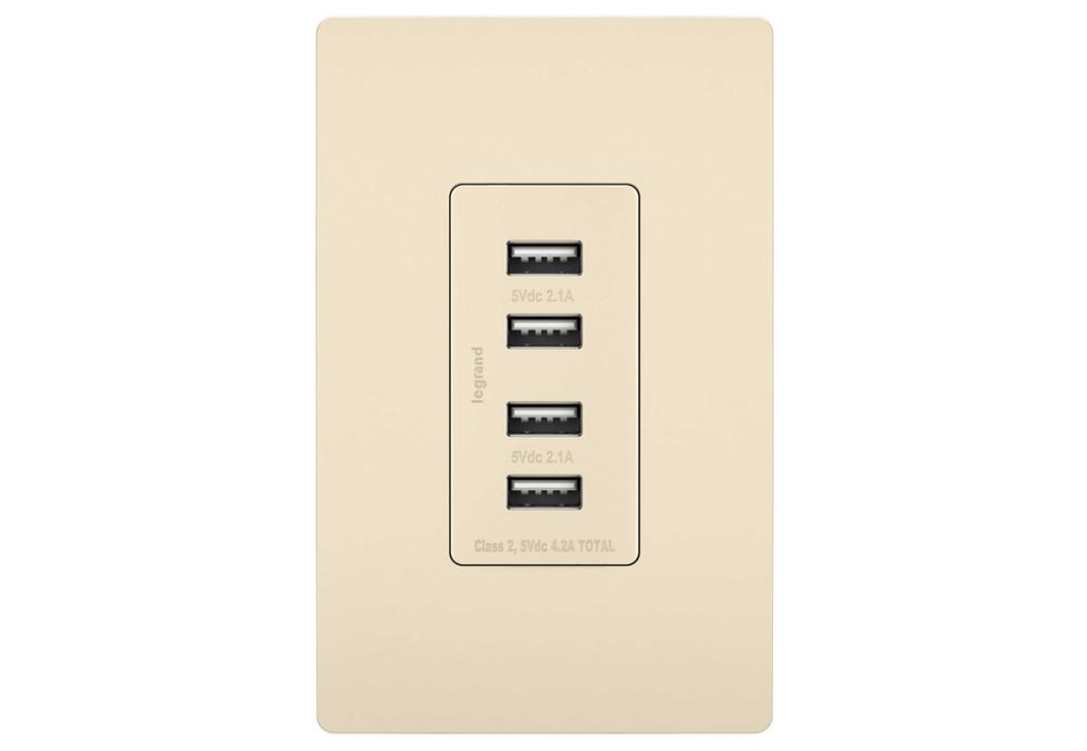 radiant Quad USB Charger, Light Almond