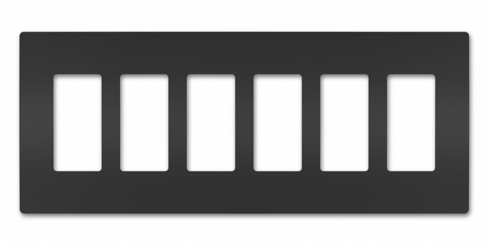 radiant Six-Gang Screwless Wall Plate, Black