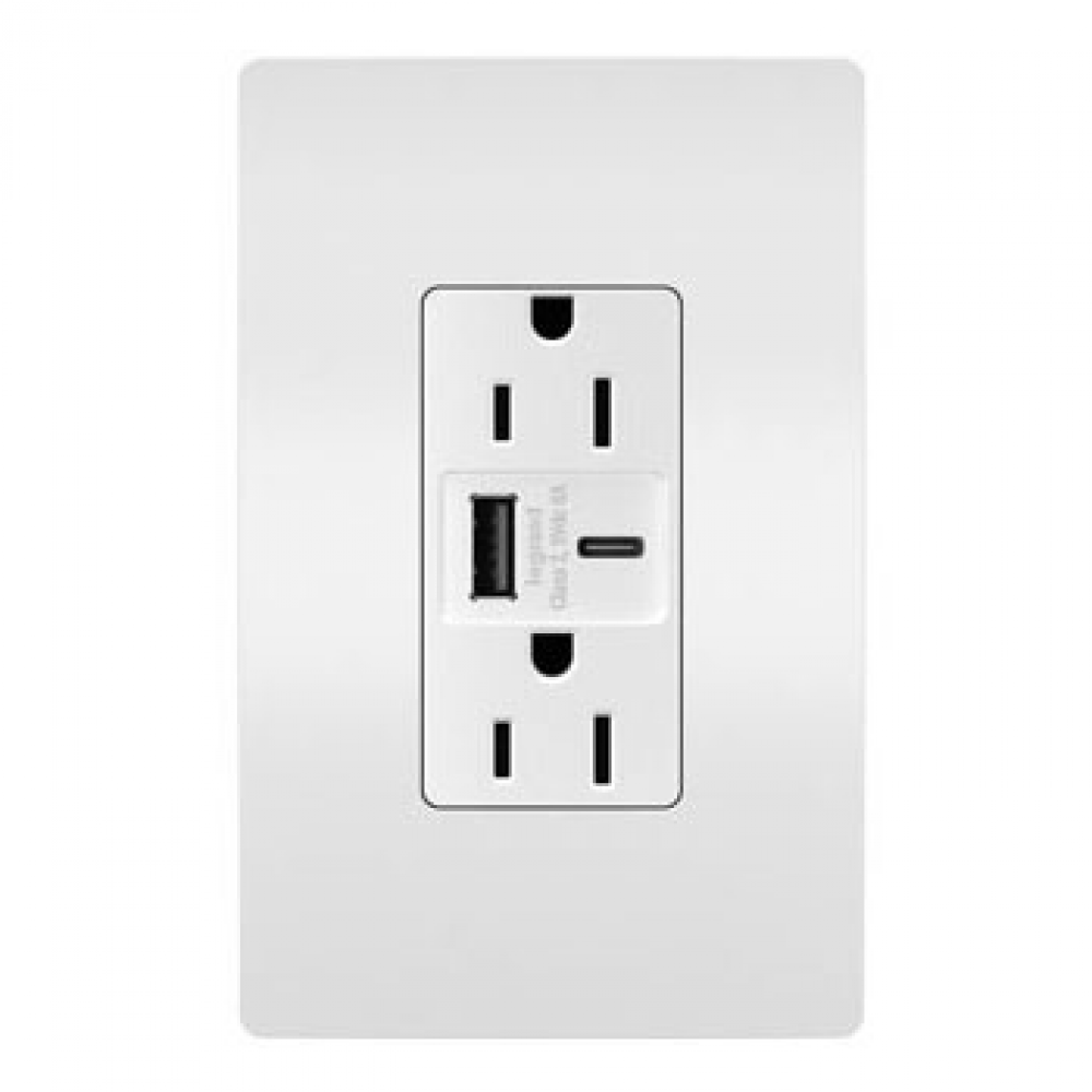 radiant 15A Tamper-Resistant Ultra-Fast USB Type A/C Outlet, White (10 pack)