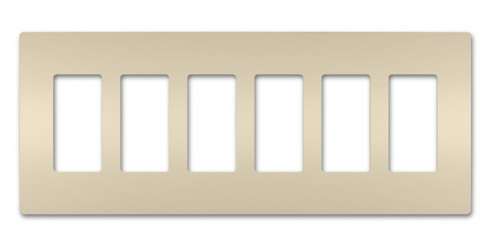 radiant Six-Gang Screwless Wall Plate, Light Almond