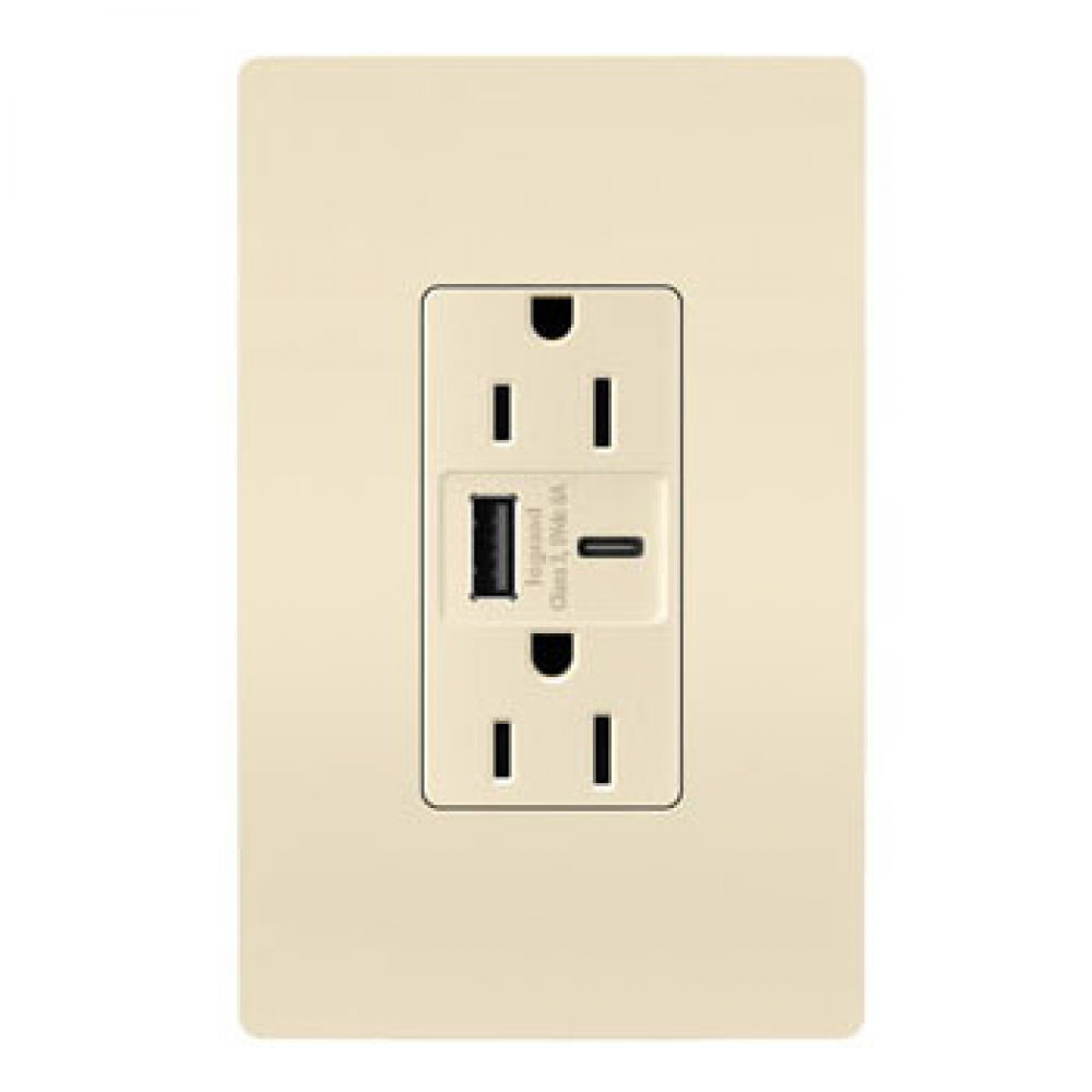 radiant 15A Tamper-Resistant Ultra-Fast USB Type A/C Outlet, Light Almond (10 pack)