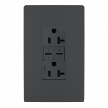 Legrand Radiant TR20USBPDG - radiant 20A Tamper Resistant Ultra Fast PLUS Power Delivery USB Type C/C Outlet, Graphite