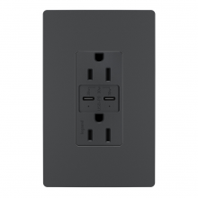 Legrand Radiant R26USBPDGCC6 - radiant 15A Tamper Resistant Ultra Fast PLUS Power Delivery USB Type C/C Outlet, Graphite (6 pack)