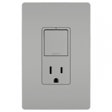 Legrand Radiant RCD38TRGRY - radiant Single Pole/3-Way Switch with 15A Tamper-Resistant Outlet, Gray
