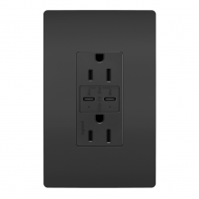 Legrand Radiant R26USBPDBK - radiant 15A Tamper Resistant Ultra Fast PLUS Power Delivery USB Type C/C Outlet, Black