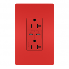Legrand Radiant TR20USBPDRED - radiant 20A Tamper Resistant Ultra Fast PLUS Power Delivery USB Type C/C Outlet, Red