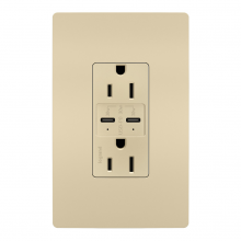 Legrand Radiant R26USBPDI - radiant 15A Tamper Resistant Ultra Fast PLUS Power Delivery USB Type C/C Outlet, Ivory