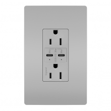 Legrand Radiant R26USBPDGRY - radiant 15A Tamper Resistant Ultra Fast PLUS Power Delivery USB Type C/C Outlet, Gray