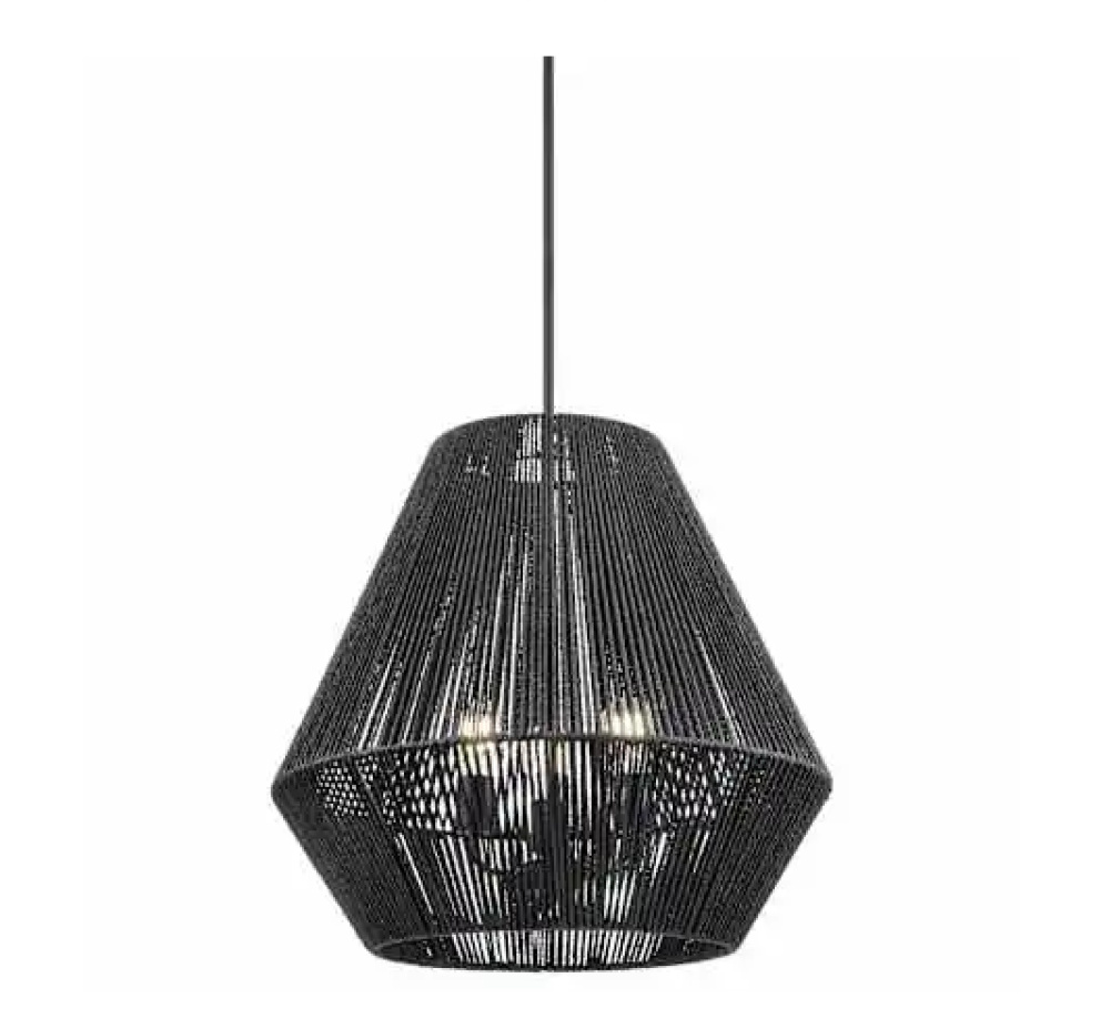 Elise 22" Wide 3-Light Pendant - Matte Black