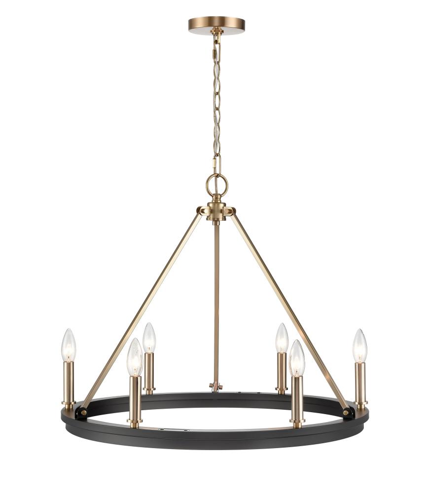 Carruth 5-Light Chandelier Ceiling Light Matte Black Modern Gold