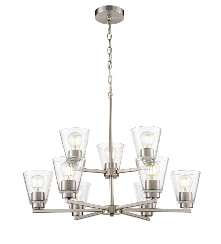 Strayhan 28.5" 9-Light Chandelier -  Brushed Nickel