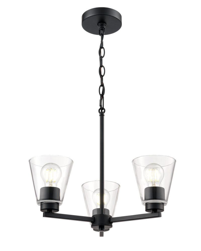 Strayhan 18" 3-Light Chandelier - Matte Black