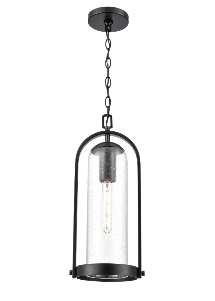 Luxio 8.25" Wide 1-Light Outdoor Hanging Lantern - Powder Coated Black