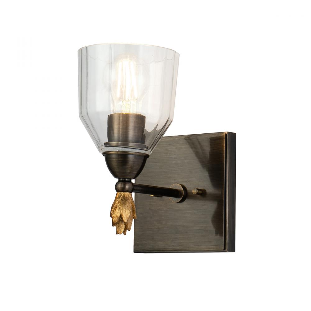 Felice 1 Light Vanity in Dark Bronze With Gold Accents