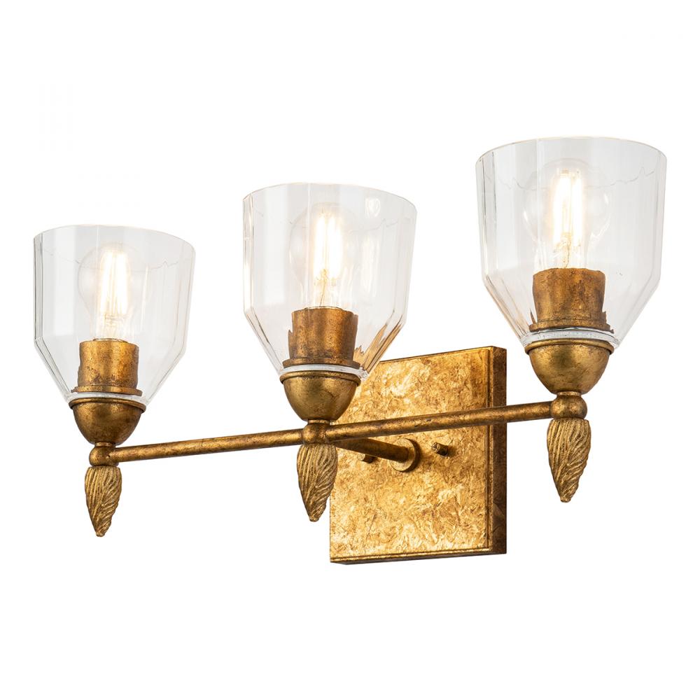 Felice 3 Light Vanity in Antique Gold