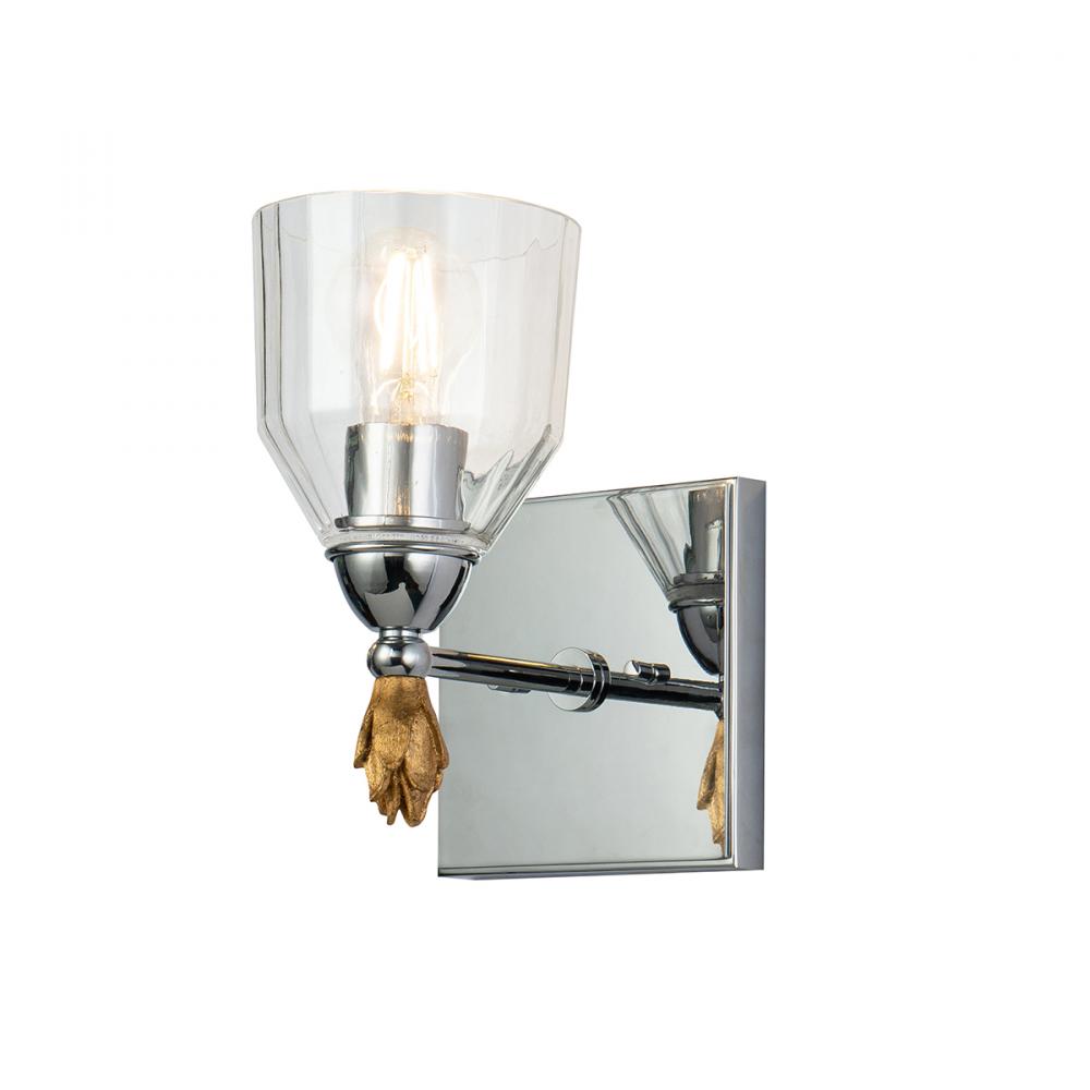 Felice 1 Light Vanity in Polished Chrome With Gold Accents