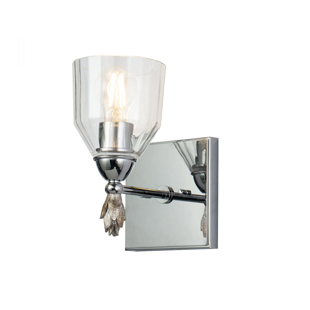 Felice 1 Light Vanity in Polished Chrome With Silver Accents