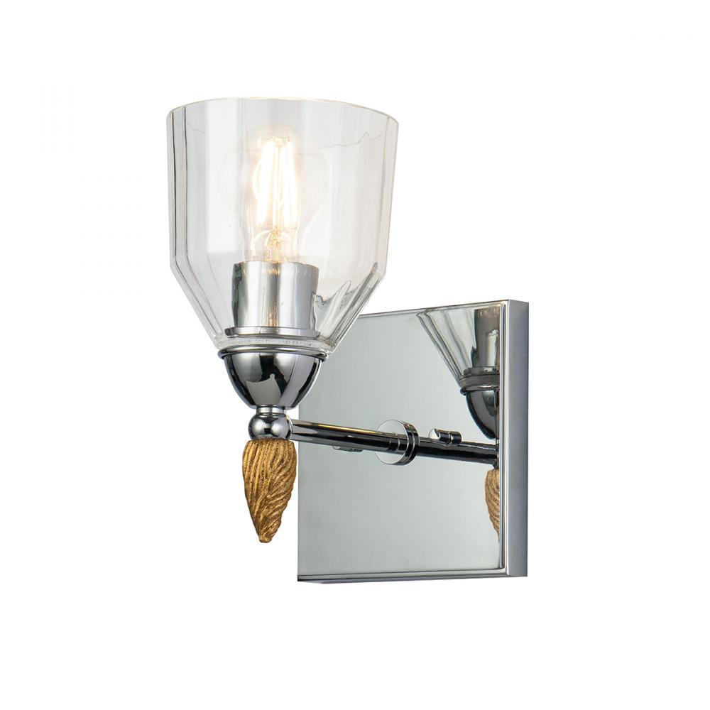 Felice 1 Light Vanity in Polished Chrome With Gold Accents