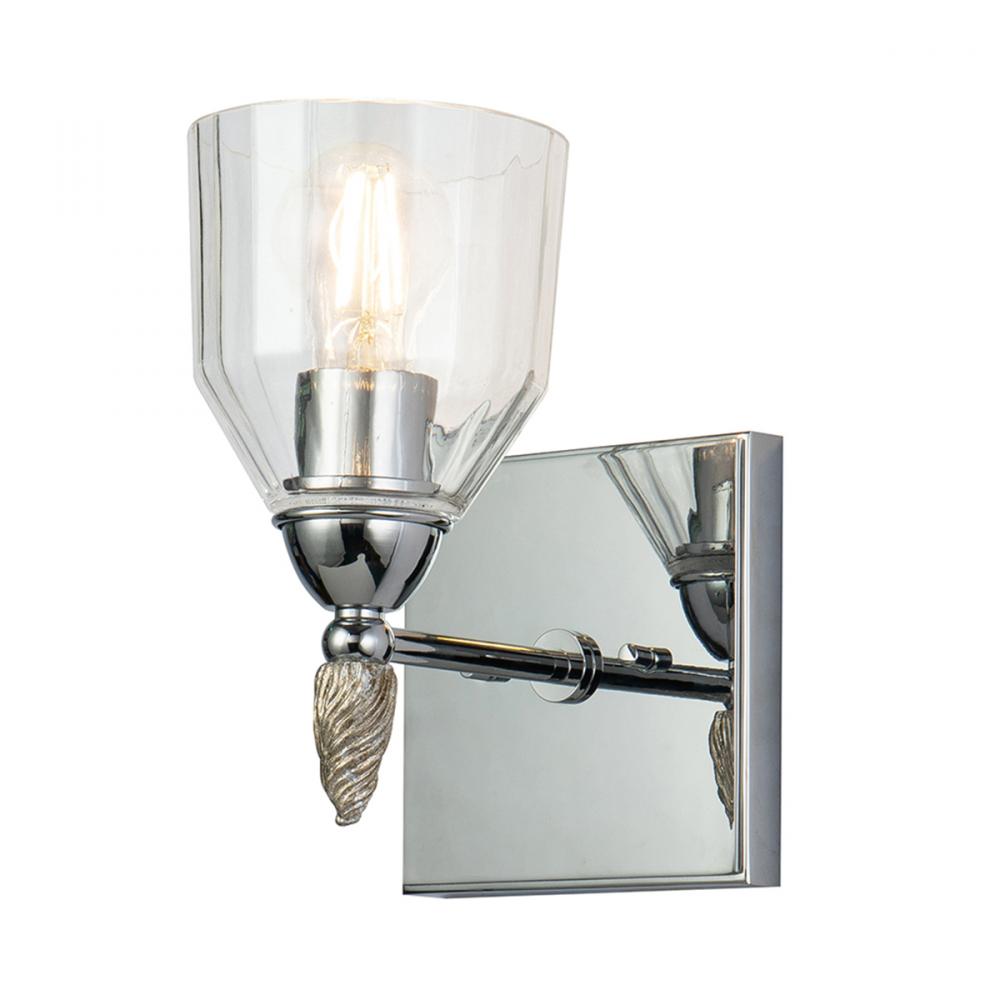 Felice 1 Light Vanity in Polished Chrome With Silver Accents