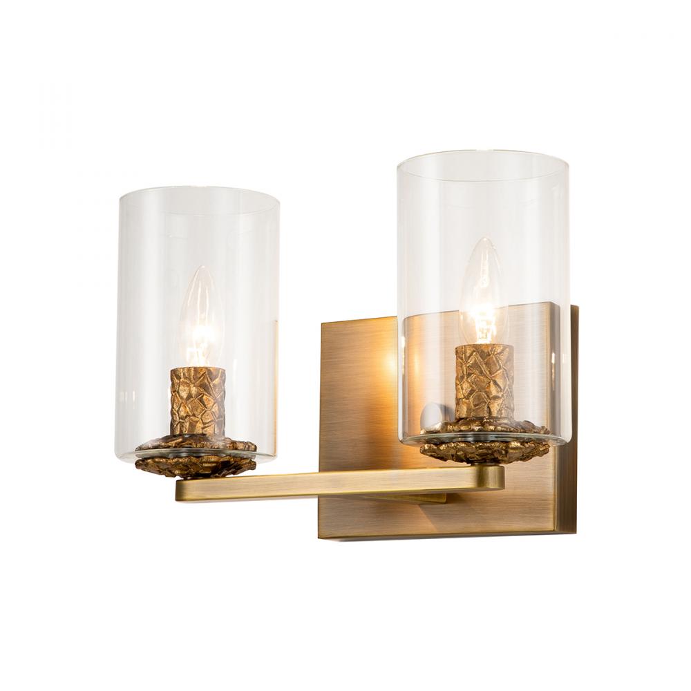 Bolivar 2  Light Vanity in Antique Brass