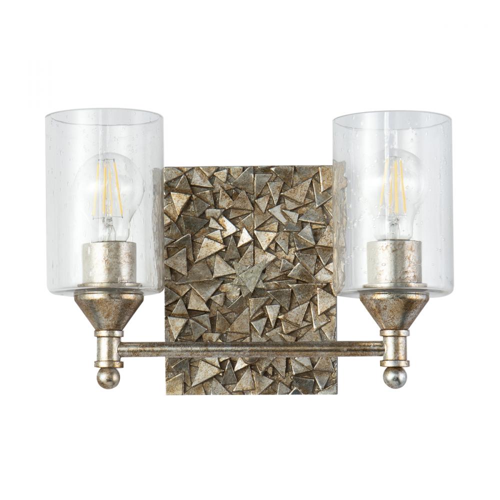 Mosaic 2 Light Vanity In Antique Silver