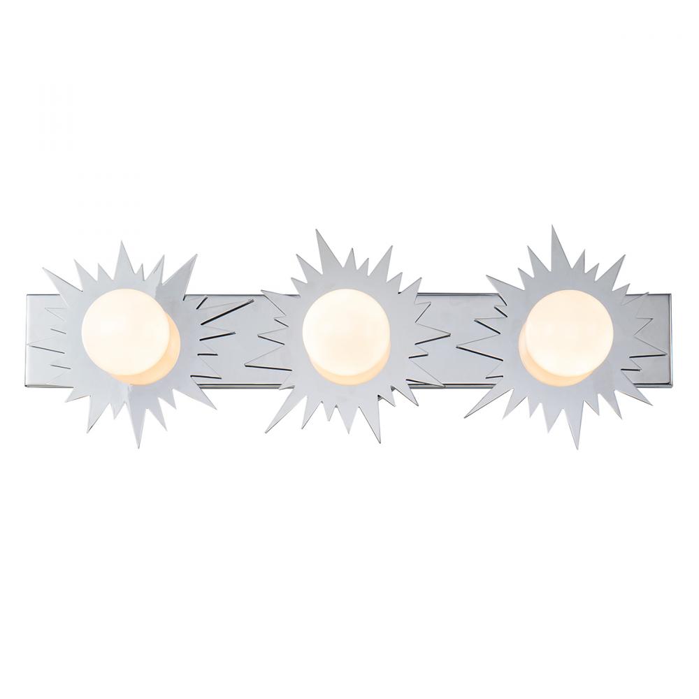 Soleil 3 Light Vanity Silver Star in Polished Chrome