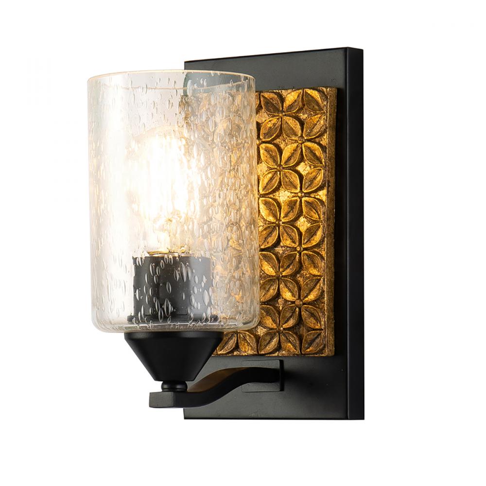 Arcadia 1 Light Vanity in Matte Black and Gold