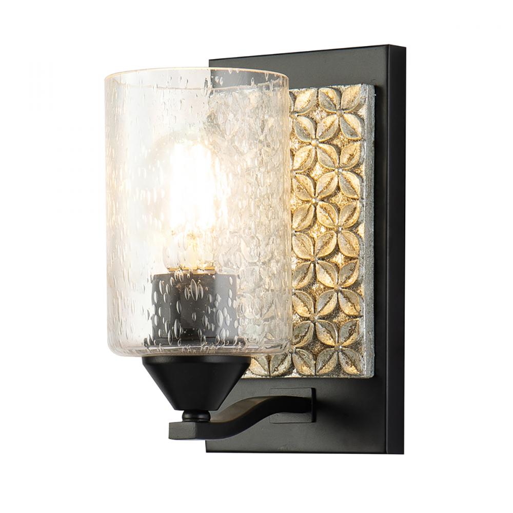 Arcadia 1 Light Vanity in Matte Black and Silver