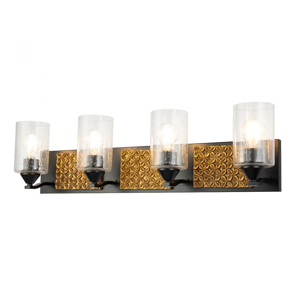 Arcadia 4 Light Vanity in Matte Black and Gold
