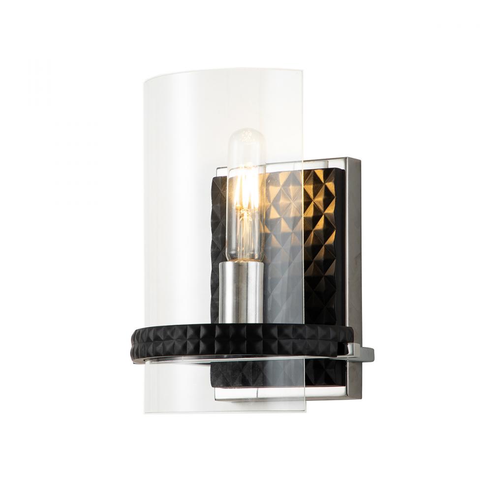 Mazant 1 Light Vanity in Black and Chrome