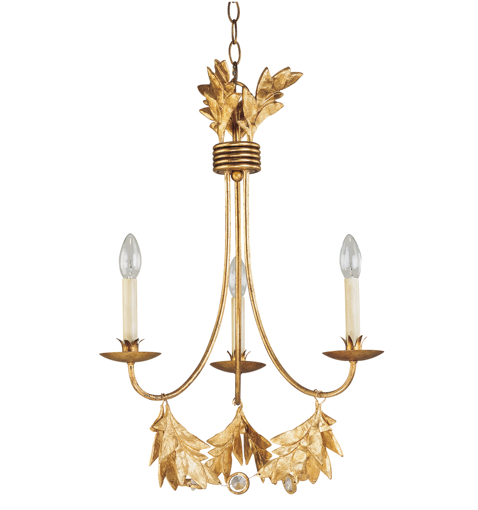 Sweet Olive 3 Light French Rustic Antiqued Gold Mini Chandelier