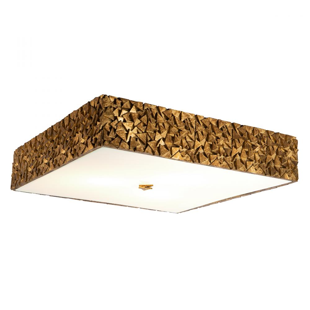 Mosaic Square 3 Light Flush Mount in Gold