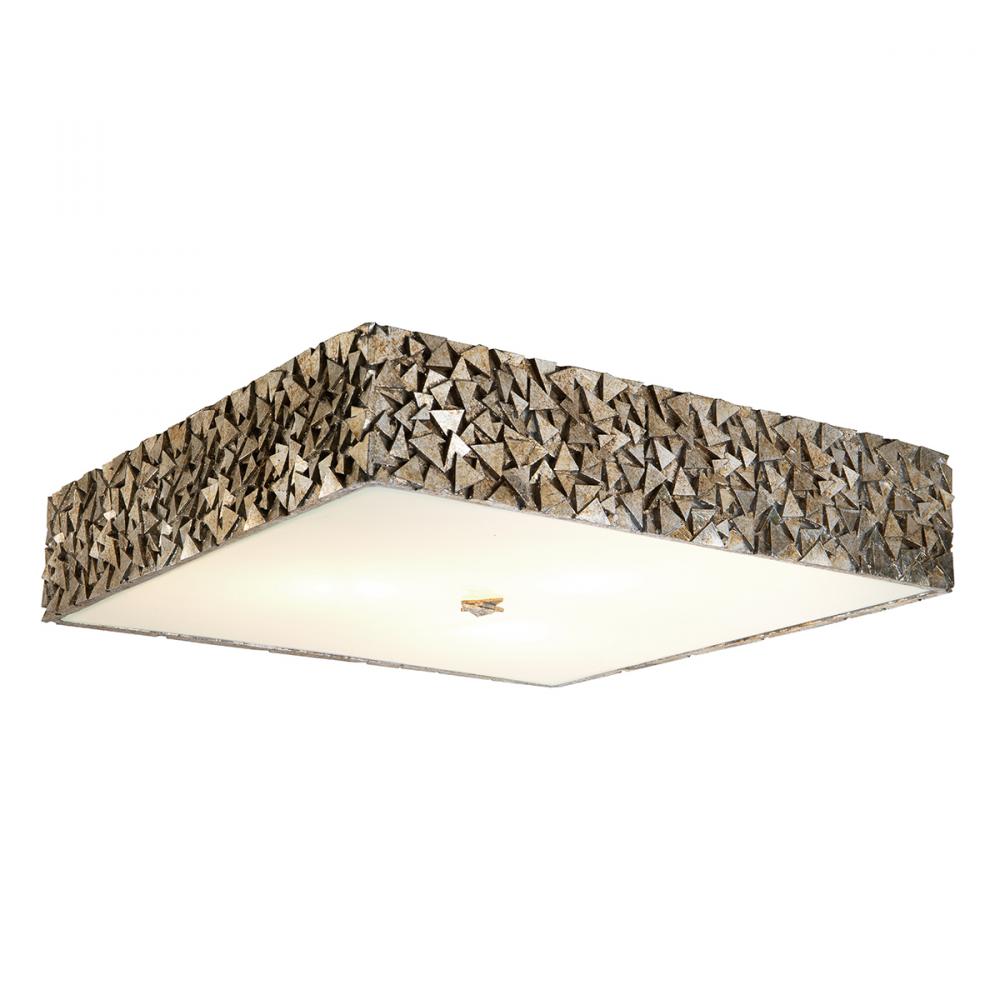 Mosaic Square 3 Light Flush Mount in Silver