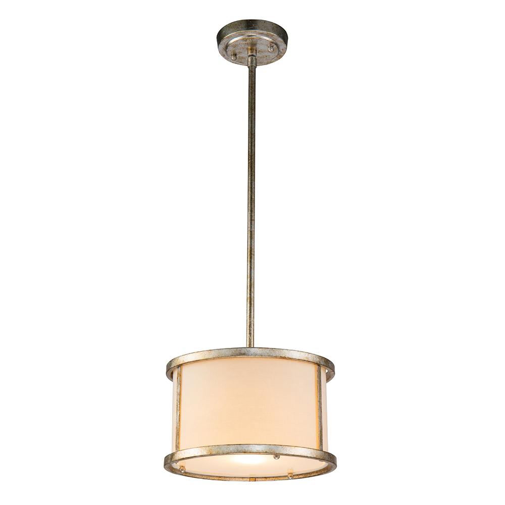Lemuria 1 Light Duo-Mount Mini Pendant - Distressed Gold, Ivory Shade