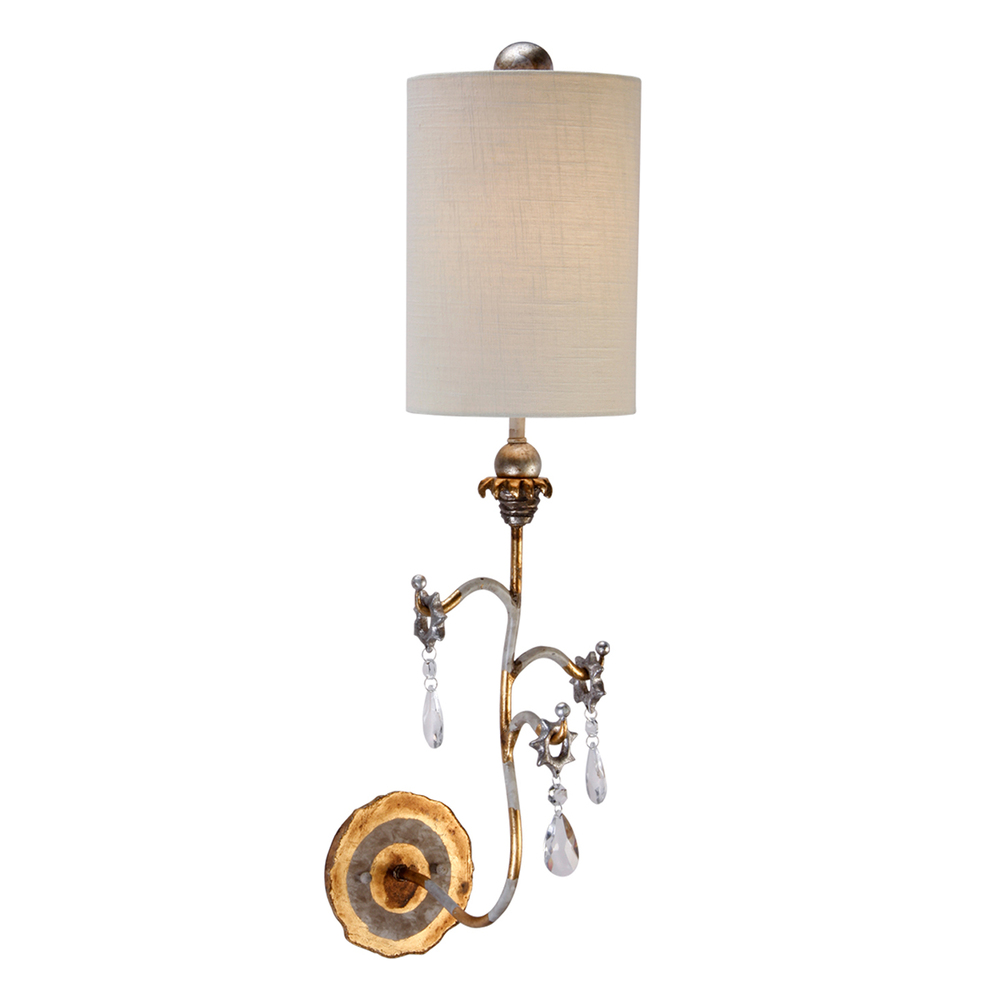 Tivoli Whimsical Design Gold Sconce with Crystals