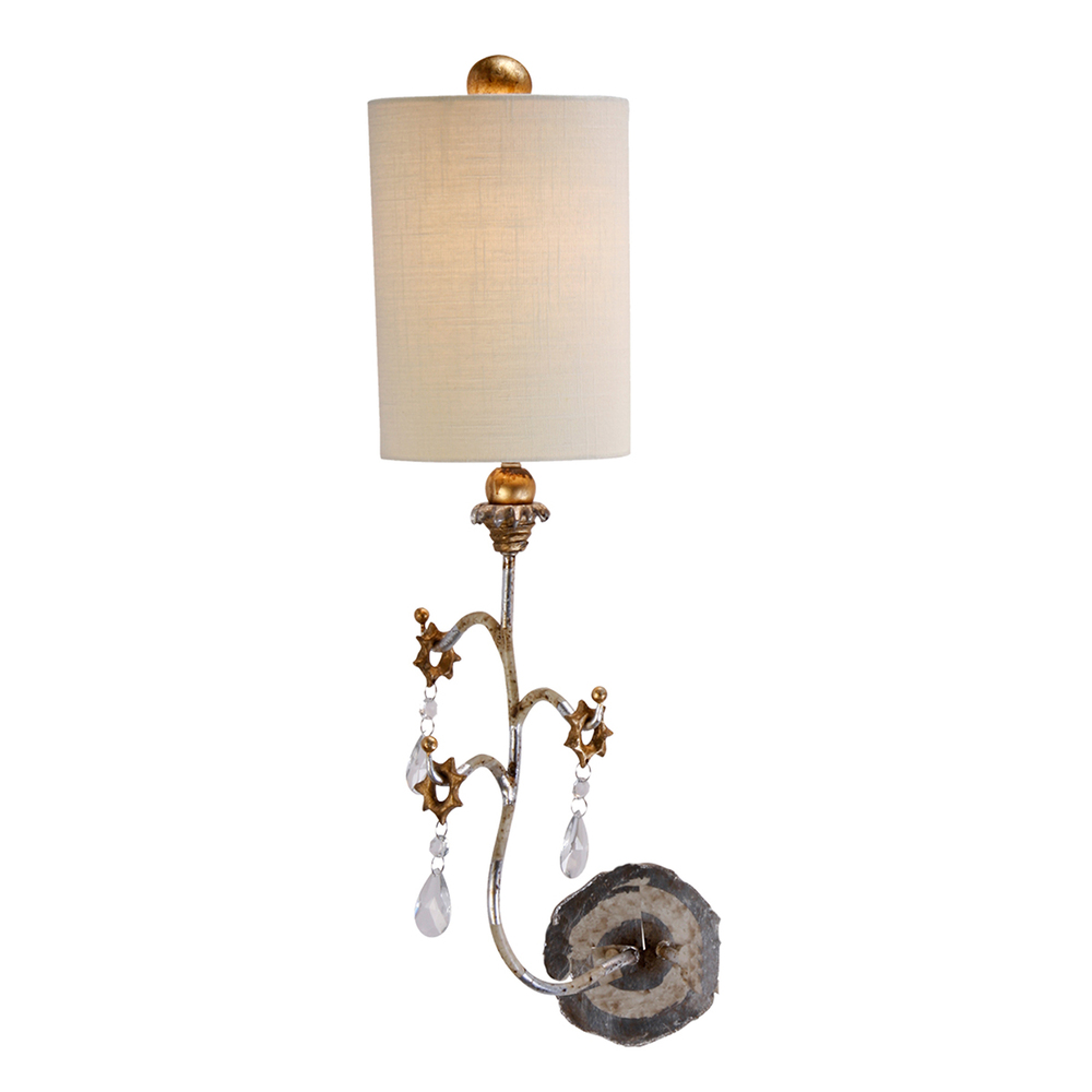 Tivoli Whimsical Design Silver Sconce With Crystal