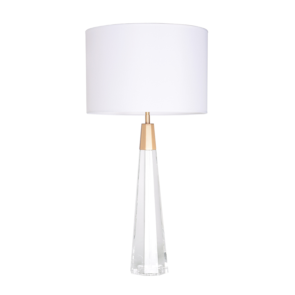 Monroe Tall Buffet Lamp - Crystal Faceted Base - Matte Gold Accents