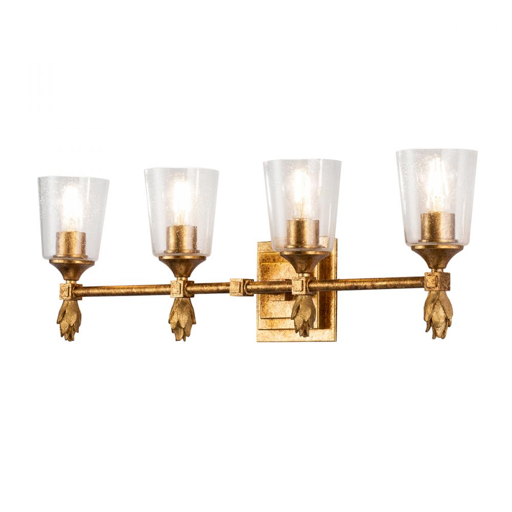Vetiver 4 Light Vanity In Antique Gold