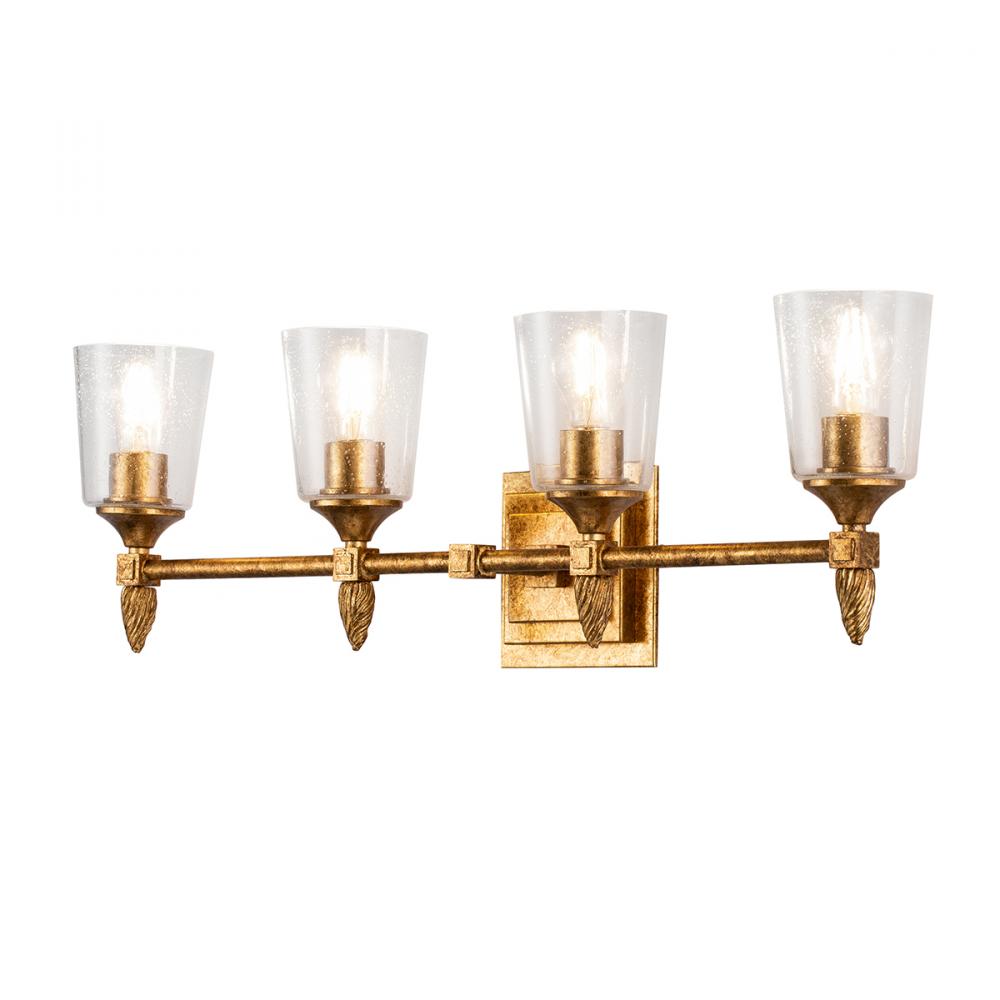 Vetiver 4 Light Vanity In Antique Gold