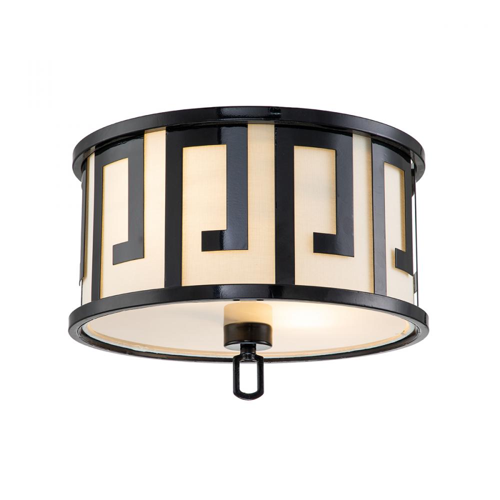 Leumria 2 Light Flush Mount in Lacquered Black