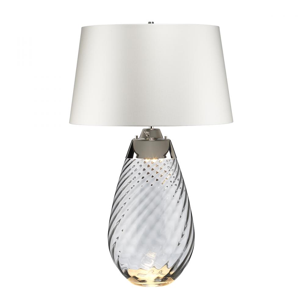 Lena Large Table Lamp in Smoke with Off White Satin Shade