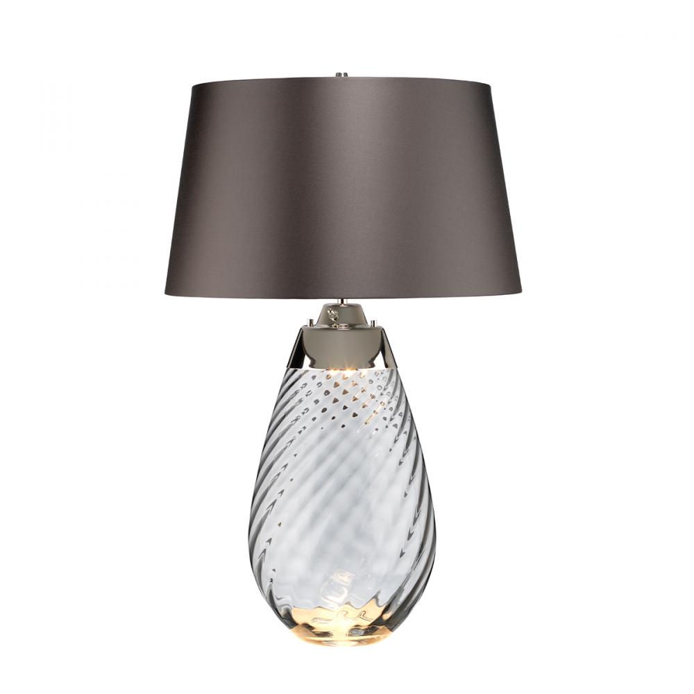 Lena Large Table Lamp in Smoke with Brown Satin Shade