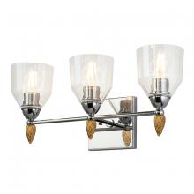 Lucas McKearn BB1000PC-3-F2G - Felice 3 Light Vanity in Polished Chrome With Gold Accents