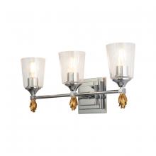 Lucas McKearn bb1022pc-3-f1g - Vetiver 3 Light Vanity in Polished Chrome with Gold Accent