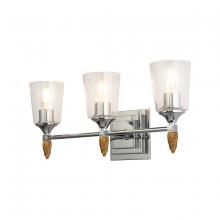 Lucas McKearn bb1022pc-3-f2g - Vetiver 3 Light Vanity in Polished Chrome with Gold Accent
