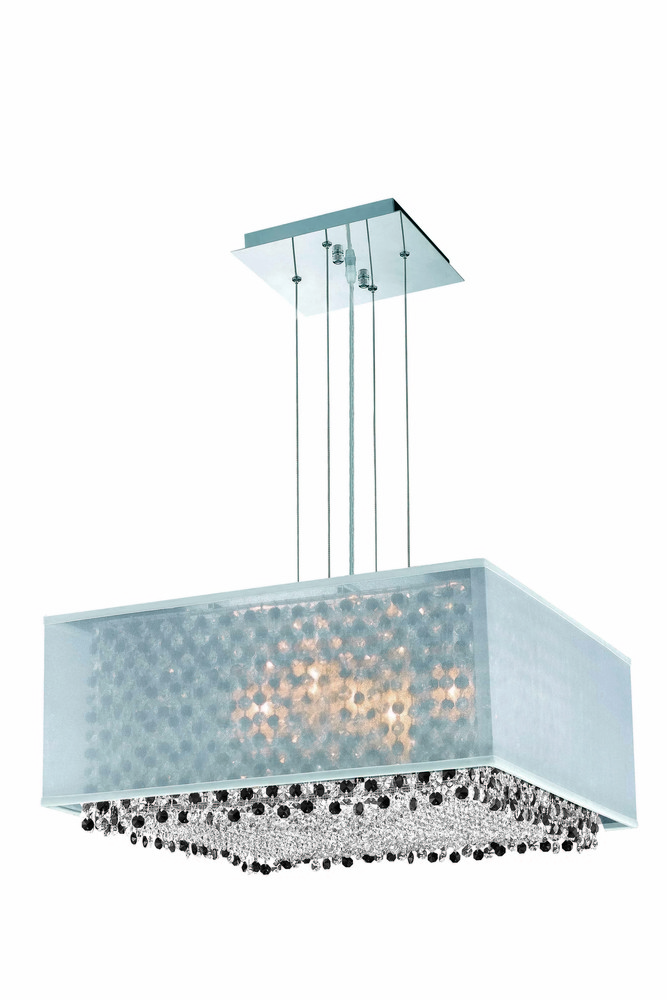 1694 Moda Collection Hanging Fixture w/ Silver Fabric Shade L21in W21in H11in Lt:5 Chrome Finish  (S