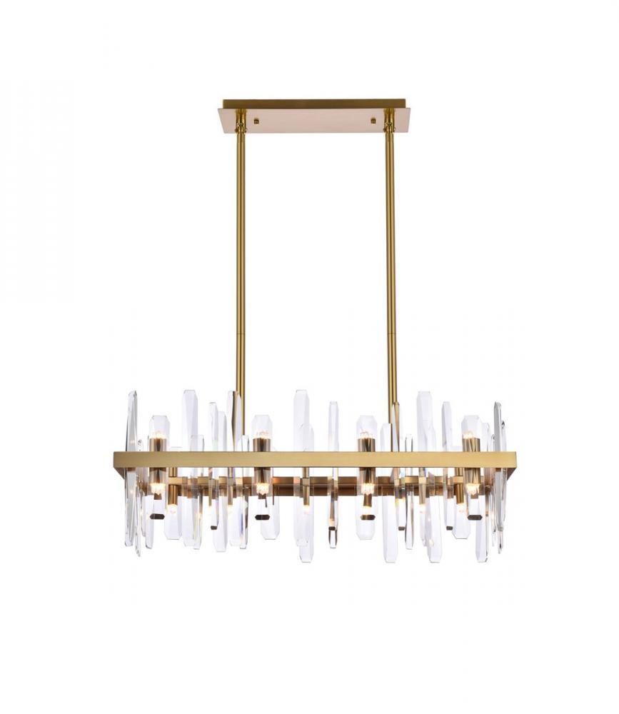 Serena 30 inch crystal rectangle chandelier in satin gold
