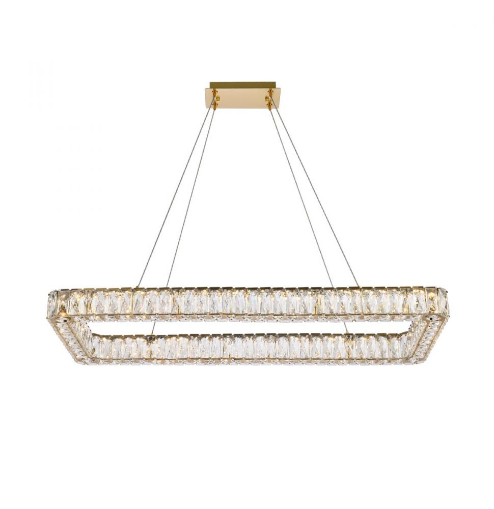 Monroe 42 inch LED Single rectangle pendant in gold