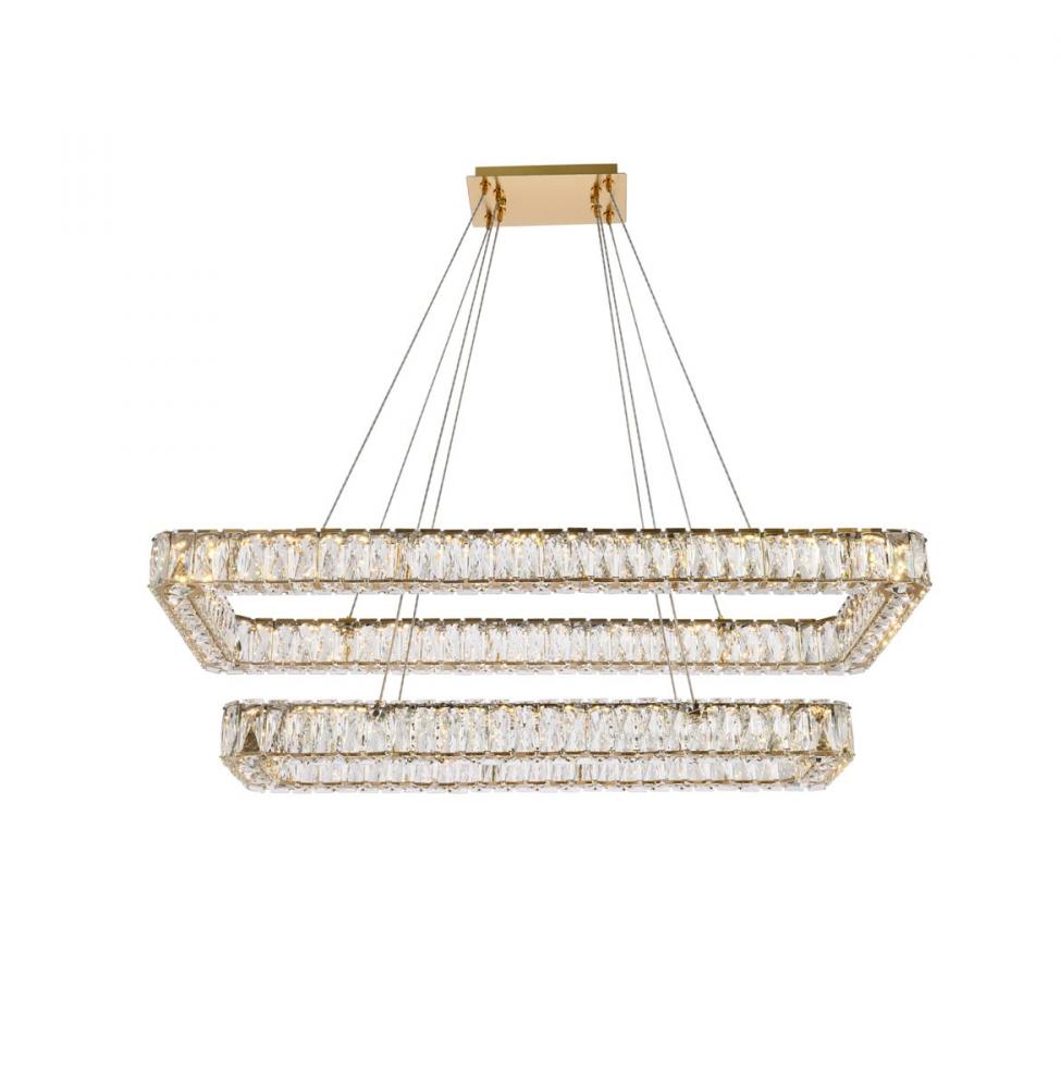 Monroe 42 inch LED double rectangle pendant in gold