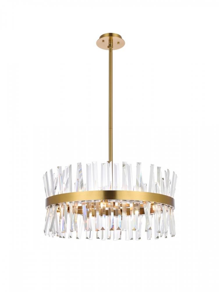 Serephina 25 inch crystal round pendant light in satin gold